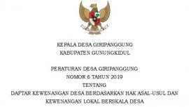 Peraturan Desa Giripanggung Nomor 6 Tahun 2019