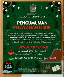 PENGUMUMAN LIBUR PERINGATAN WAFAT YESUS KRISTUS