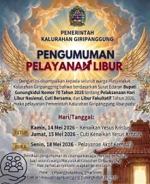 PENGUMUMAN LIBUR PELAYANAN KENAIKAN YESUS KRISTUS TAHUN 2026