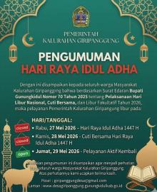 PENGUMUMAN LIBUR PELAYANAN HARI RAYA IDUL ADHA 1447 H